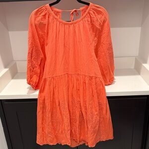 En Creme Bright Orange Boho Dress. Size S
